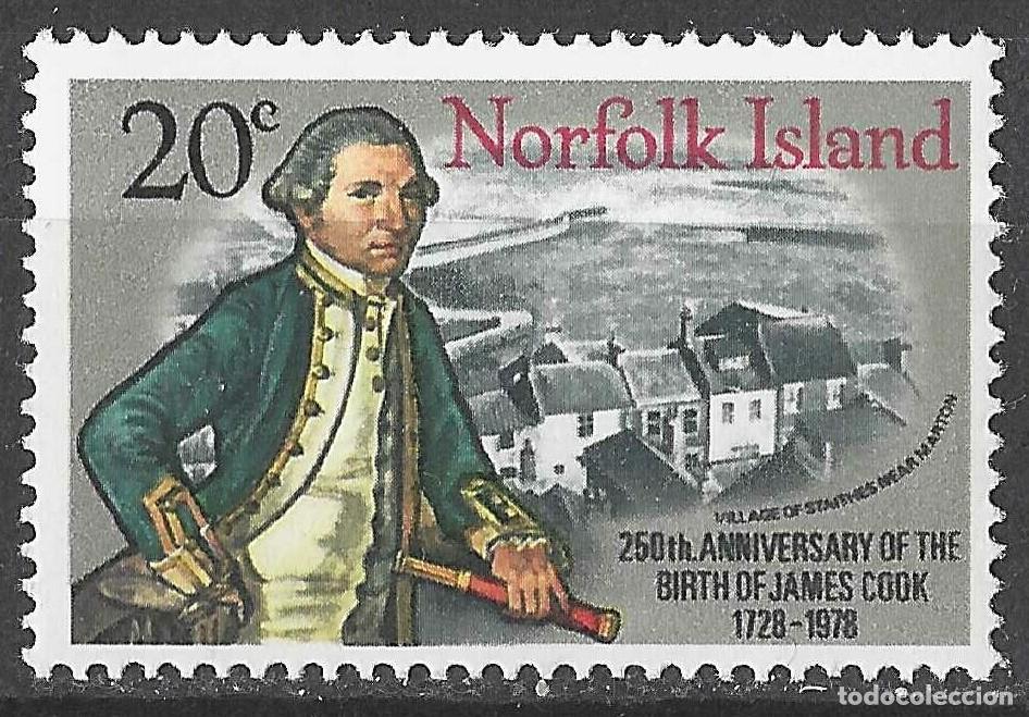 Sellos: NORFOLK ISLAND/1978/MNH/SC#240/ 250 NATALICIO DEL CAPT. JAMES COOK/ 20c