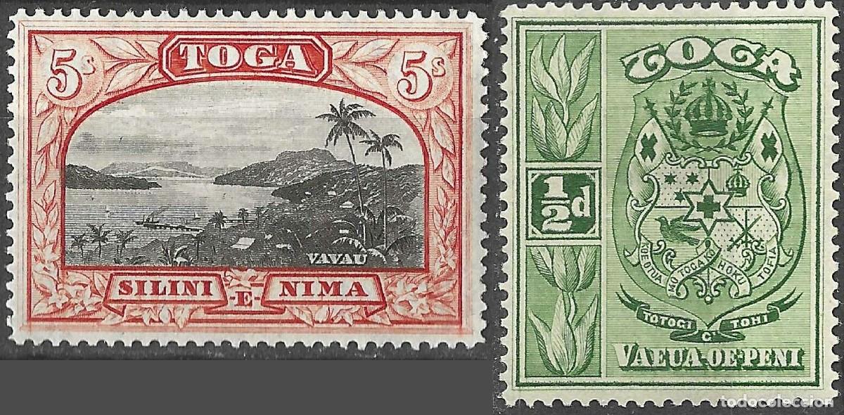 Sellos: TONGA/1942/MNH/SC#73, 81/OVAVA TREE / VISTA DE VAVAU/ PAISAJE/ 1/2p MH