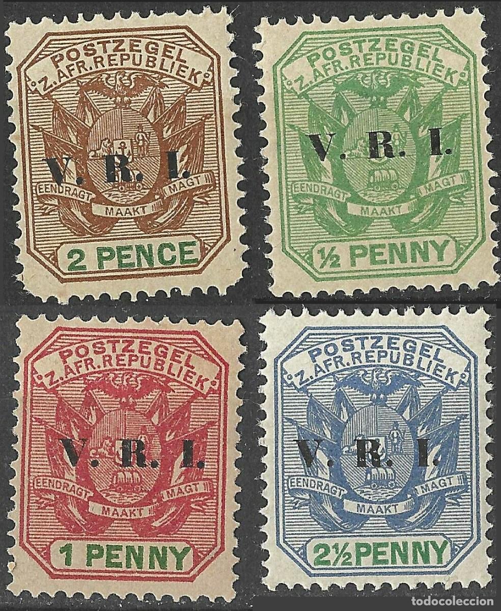 Sellos: TRANSVAAL/1900/MH/SC#202-5/ ESCUDO DE ARMAS /2&ordf; OCUPACION BRITANICA/ 1/2p PAPEL DELGADO