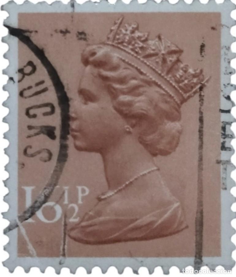 Sellos: GRAN BRETA&Ntilde;A 1982 Isabel II. 16 &frac12; P - Mach&iacute;n. USADO.
