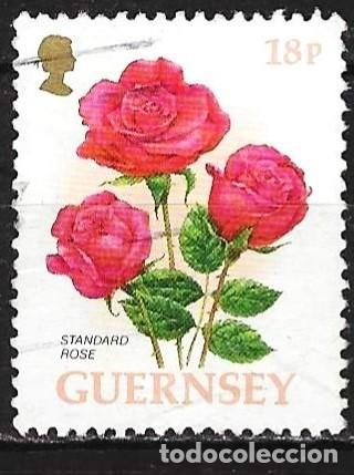 Sellos: Gran Breta&ntilde;a ( Guernsey ) 1997 - Mi 727 A - YT 737 - Flores : Rosas