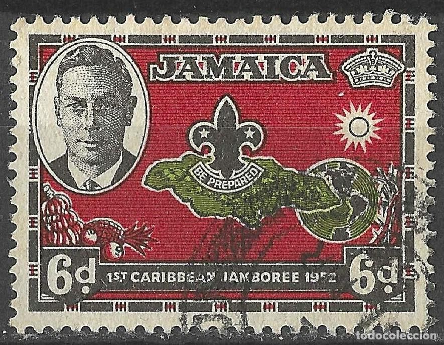 Sellos: JAMAICA/1952/USED/SC#151/ REY JORGE VI/ KGVI/ 1ER BOY SCOUT JAMBOREE DEL CARIBE/ 6p