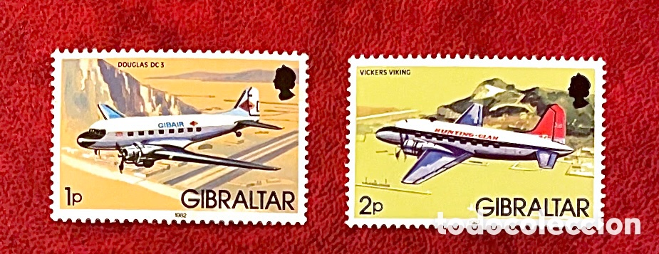 Sellos: Bonitos Sellos Aviones Hist&oacute;ricos Gibraltar siglo XX