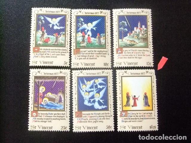 Sellos: 52 ST. VINCENT 1977 / NO&Euml;L NAVIDAD CHRISTMAS - ILUSTRACION de una CANCI&Oacute;N / YVERT 499 / 504 MNH