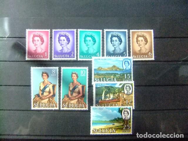 Sellos: 52 ST. LUCIA clasic. 1964 / QUEEN ELIZABETH II y VISTAS VARIAS / YVERT 180 / 193 MH incomt.