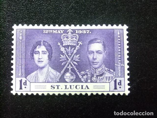 Sellos: 52 ST. LUCIA clasic. 1937 / CORONACI&Oacute;N del REY GORGE VI / YVERT 105 MH