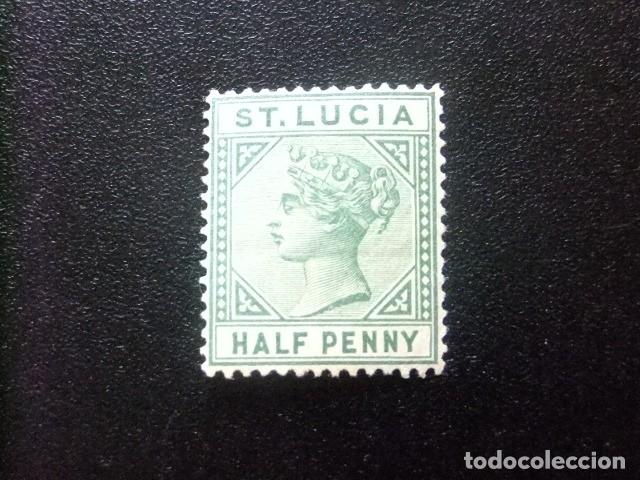 Sellos: 52 ST. LUCIA clasic. 1883 1886 / QUEEN VICTORIA / YVERT 25 MH plancha 2 fil CA
