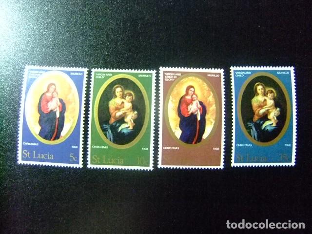 Sellos: 52 ST. LUCIA 1968 / NAVIDAD NO&Euml;L - PINTURAS de MURILLO / YVERT 235 / 238 MNH