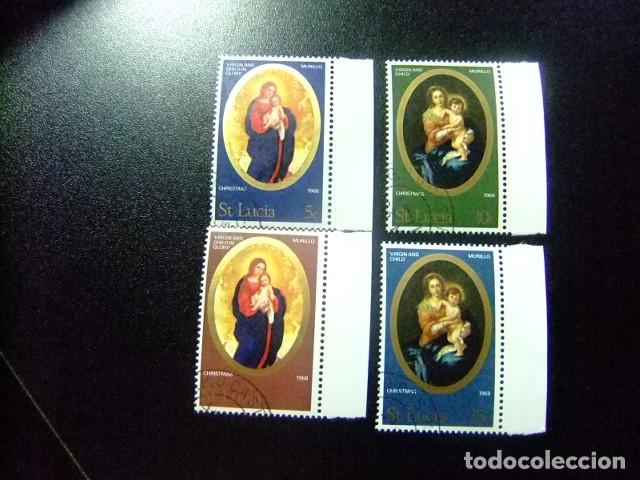 Sellos: 52 ST. LUCIA 1968 / NAVIDAD NO&Euml;L - PINTURAS de MURILLO / YVERT 235 / 238 FU