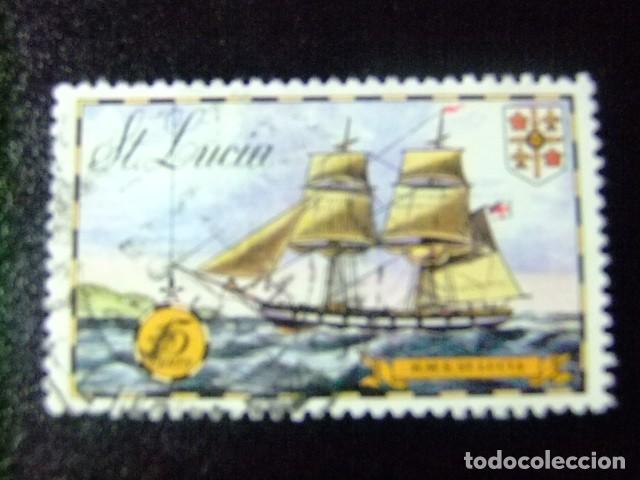 Sellos: 52 ST. LUCIA 1973 / BARCO VELERO H.M.S. ST. LUCIA / YVERT 232 FU