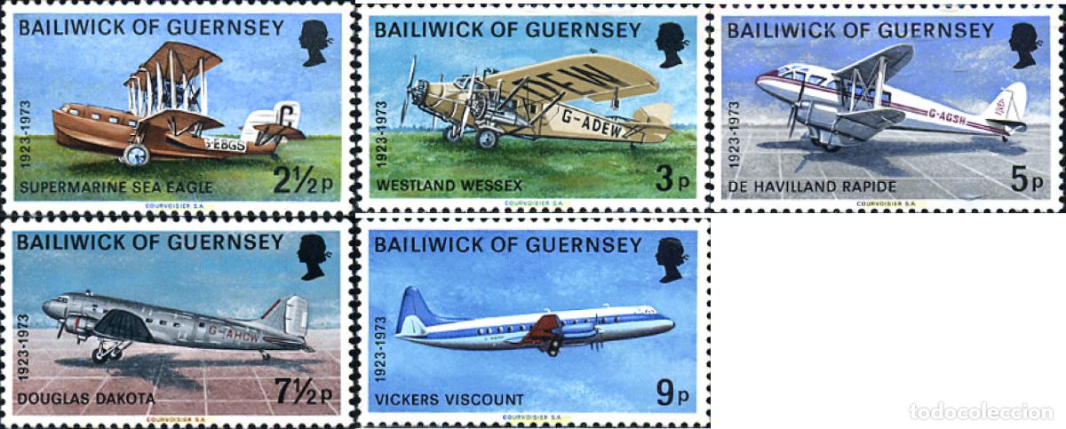 Briefmarken: 167202 MNH GUERNSEY 1973 50 ANIVERSARIO DEL SERVICIO AEREO