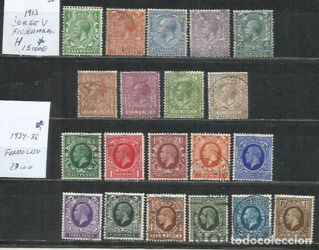 Sellos: G174O-LOTE SELLOS 32,00&euro; REY JORGE V 1913-1936 FILIGRANA H INGLATERRA, REINO UNIDO, GRAN BRETA&Ntilde;A