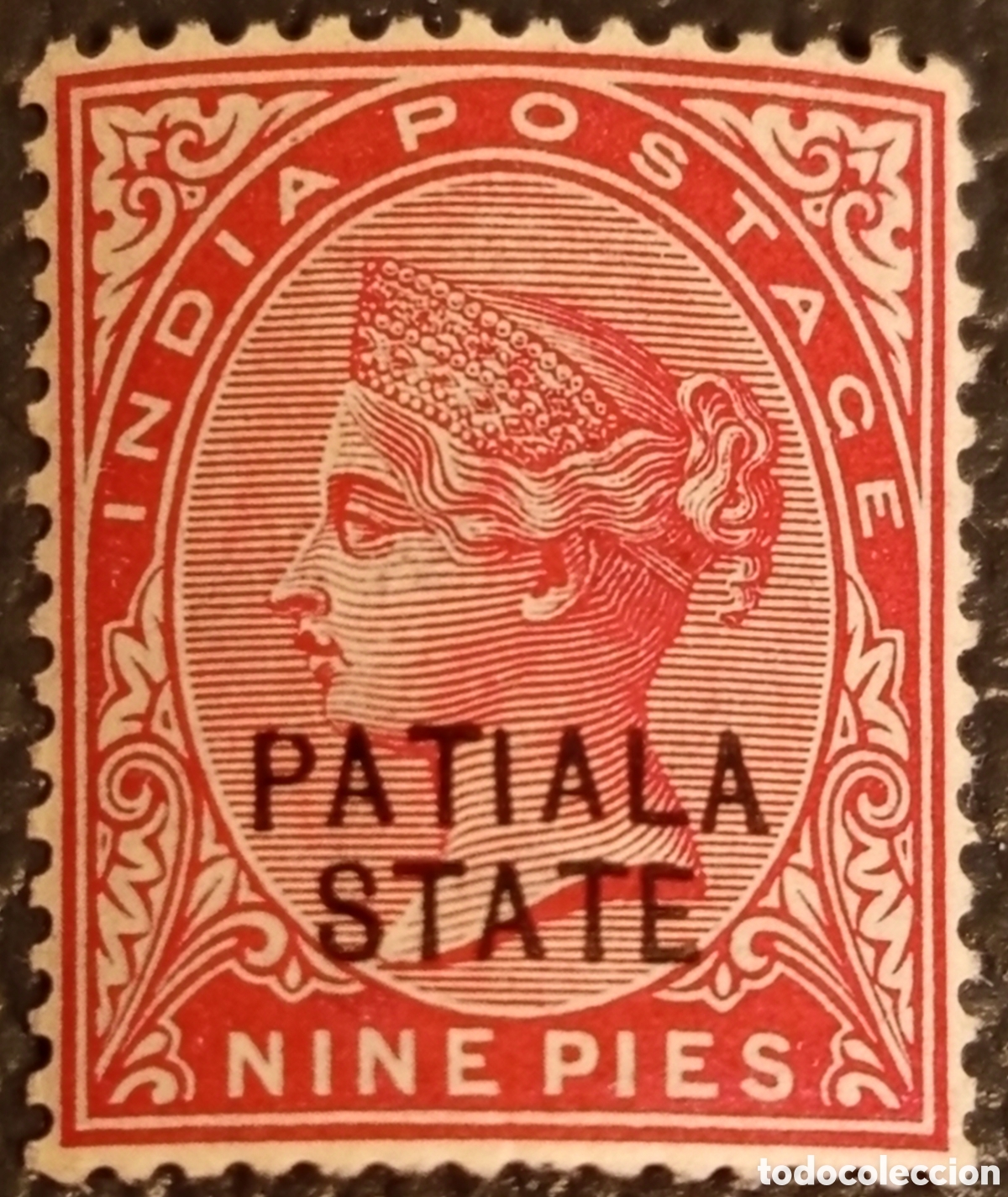 Sellos: Sello India Patiala State 1891 - Reina Victoria 9 Pies - SG 20 / Scott 17 MNH