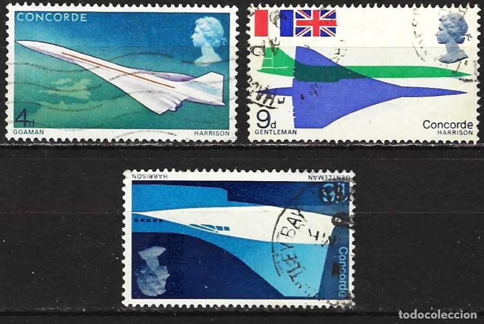 Sellos: Gran Breta&ntilde;a 1969 - Mi 504 a 506 - YT 555 a 557 - Avi&oacute;n Concorde