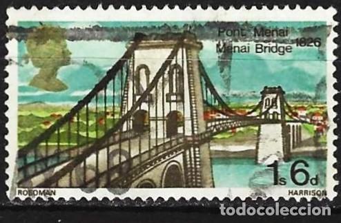 Sellos: Gran Breta&ntilde;a 1968 - Mi 483 - YT 508 - Puente de Menai