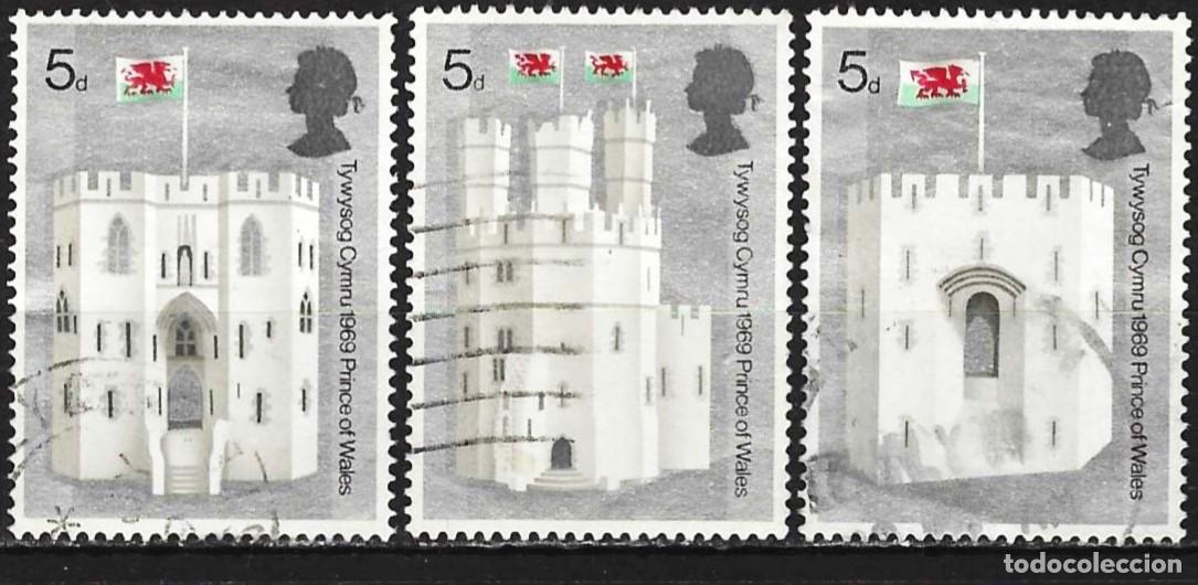 Sellos: Gran Breta&ntilde;a 1970 - Mi 522 a 524 - YT 569 a 571 - El castillo de Caernarvon