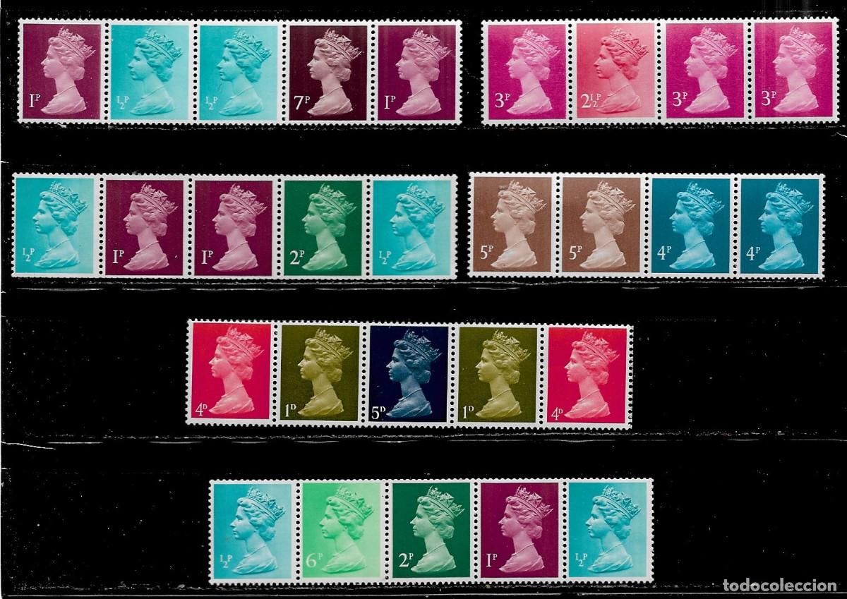 Sellos: GRAN BRETA&Ntilde;A, LOTE DE SELLOS SERIE B&Aacute;SICA, REINA ISABEL. MNH.