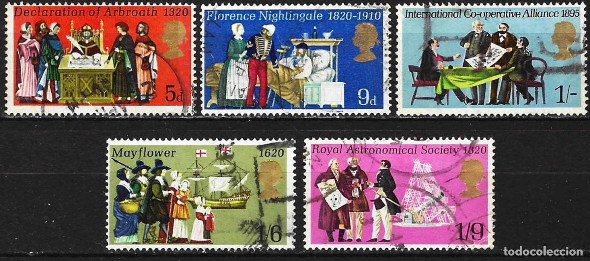 Sellos: Gran Breta&ntilde;a 1970 - Mi 539 a 543 - YT 586 a 590 - Conmemoraciones ( Serie completa )