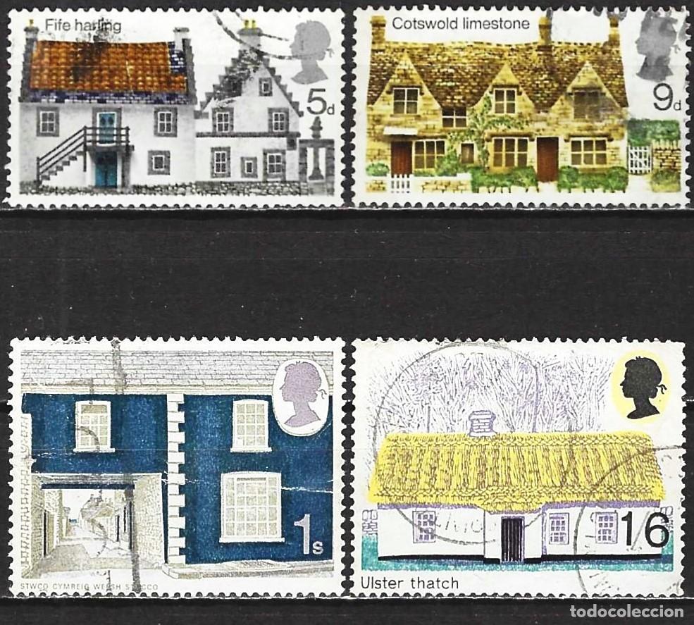Selos: Gran Breta&ntilde;a 1970 - Mi 535 a 538 - YT 582 a 585 - Casas tradicionales ( Serie completa )