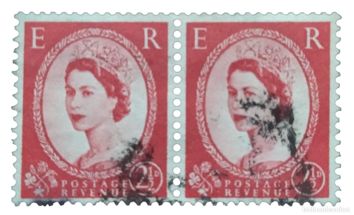 Sellos: GRAN BRETA&Ntilde;A 1952 - 1954 Isabel II. PAREJA USADA.