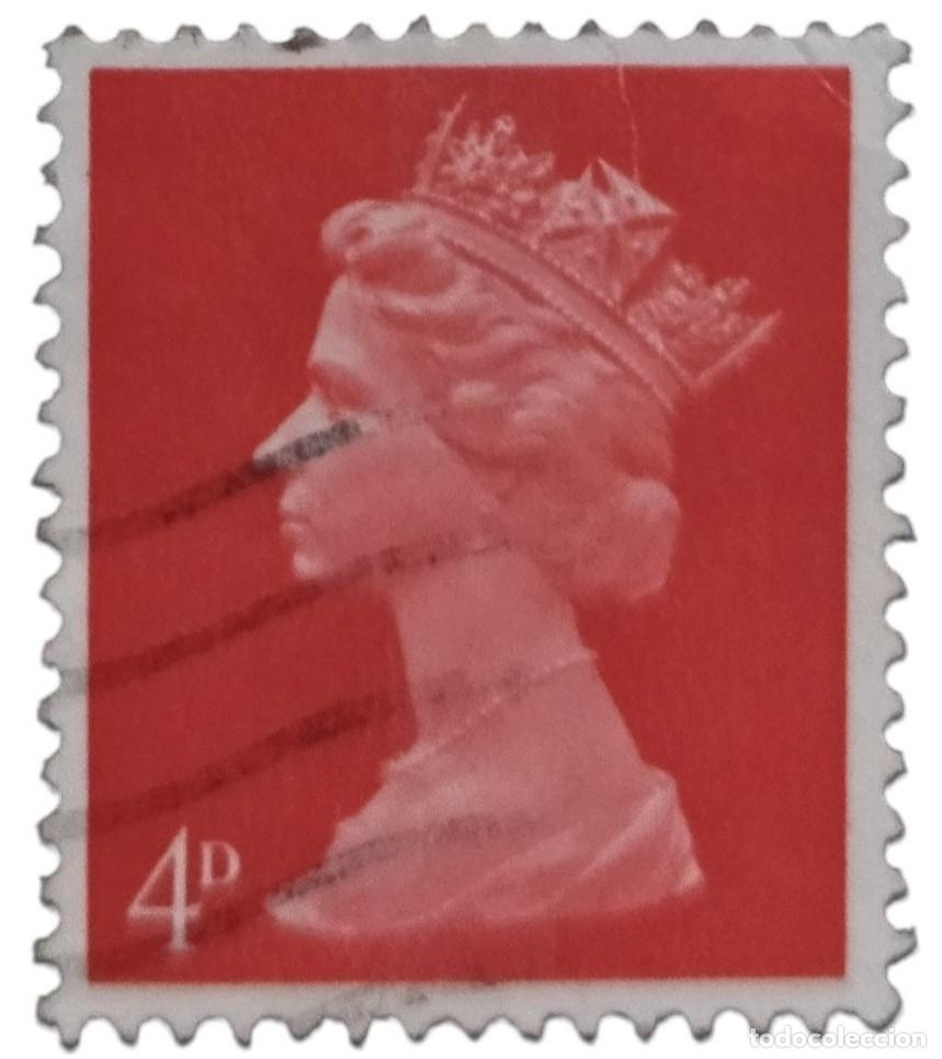 Sellos: GRAN BRETA&Ntilde;A 1969 Isabel II - Mach&iacute;n - 4 D Pre-decimal. USADO.