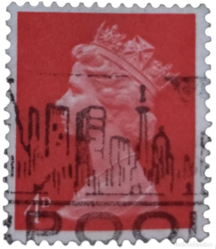 Sellos: GRAN BRETA&Ntilde;A 1969 Isabel II - Mach&iacute;n - 4 D Pre-decimal. USADO.