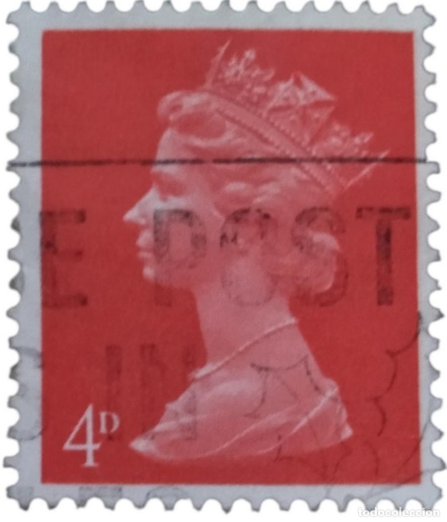 Sellos: GRAN BRETA&Ntilde;A 1969 Isabel II - Mach&iacute;n - 4 D Pre-decimal. USADO.