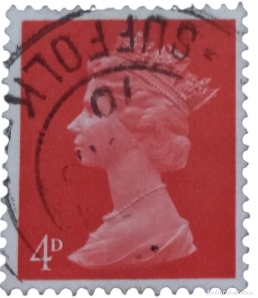 Sellos: GRAN BRETA&Ntilde;A 1969 Isabel II - Mach&iacute;n - 4 D Pre-decimal. USADO.