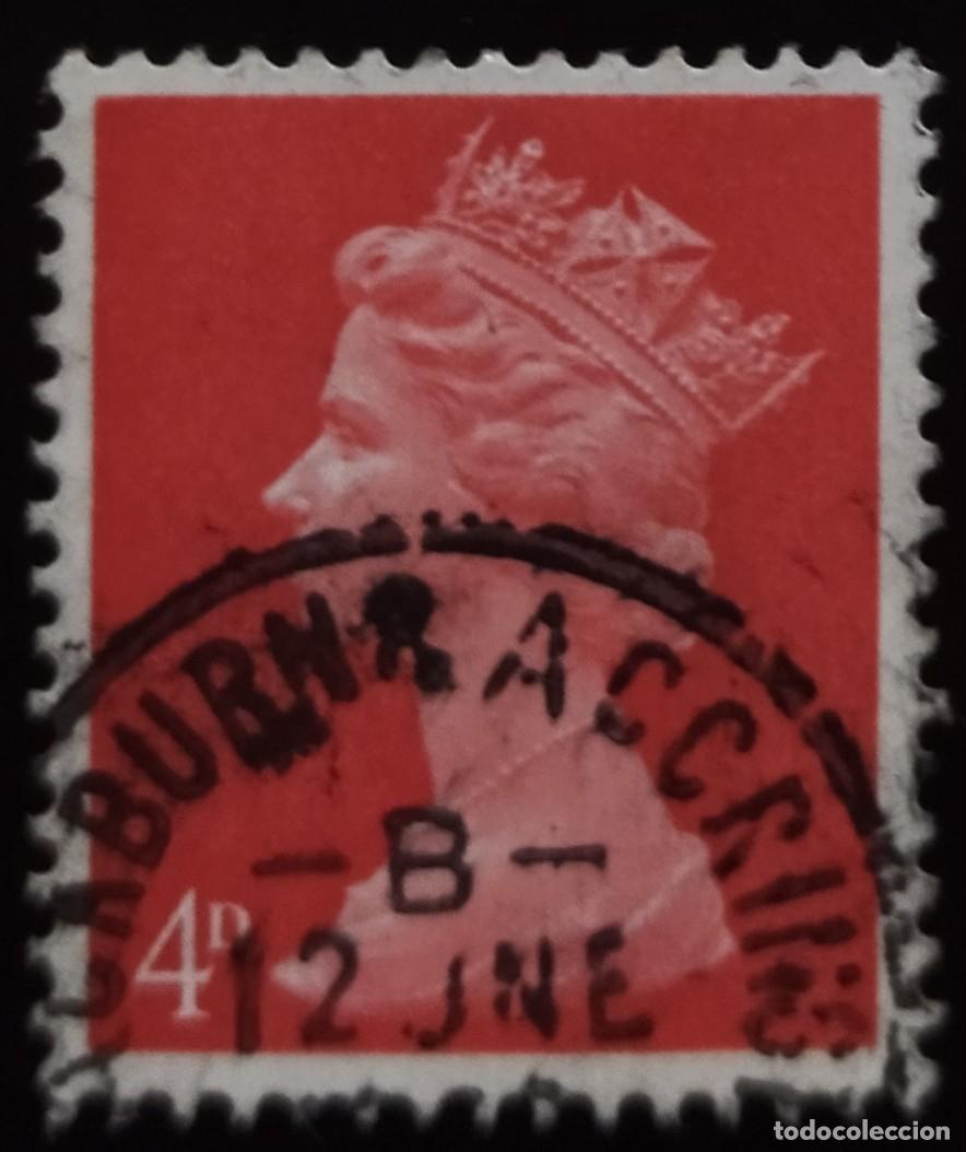 Sellos: GRAN BRETA&Ntilde;A 1969 Isabel II - Mach&iacute;n - 4 D Pre-decimal. Fechador Ambulante Ferroviaria. USADO.