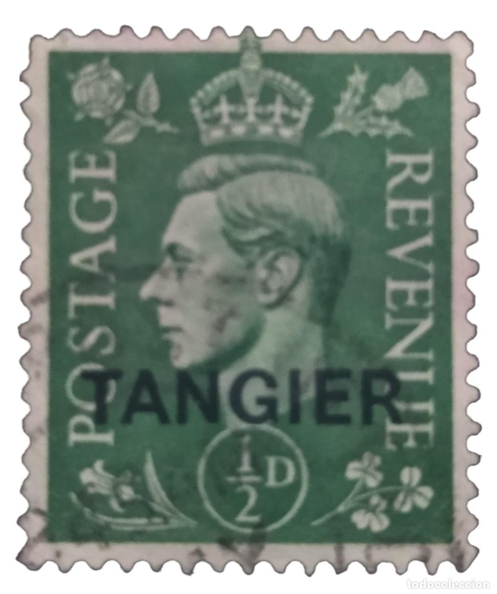 Sellos: TANGER BRIT&Aacute;NICO 1937 Jorge VI. Sobrecargado Tangier. USADO.