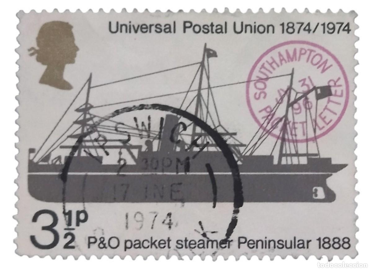 Sellos: GRAN BRETA&Ntilde;A 1974 Centenario de la Uni&oacute;n Postal Universal. U.P.U. USADO.