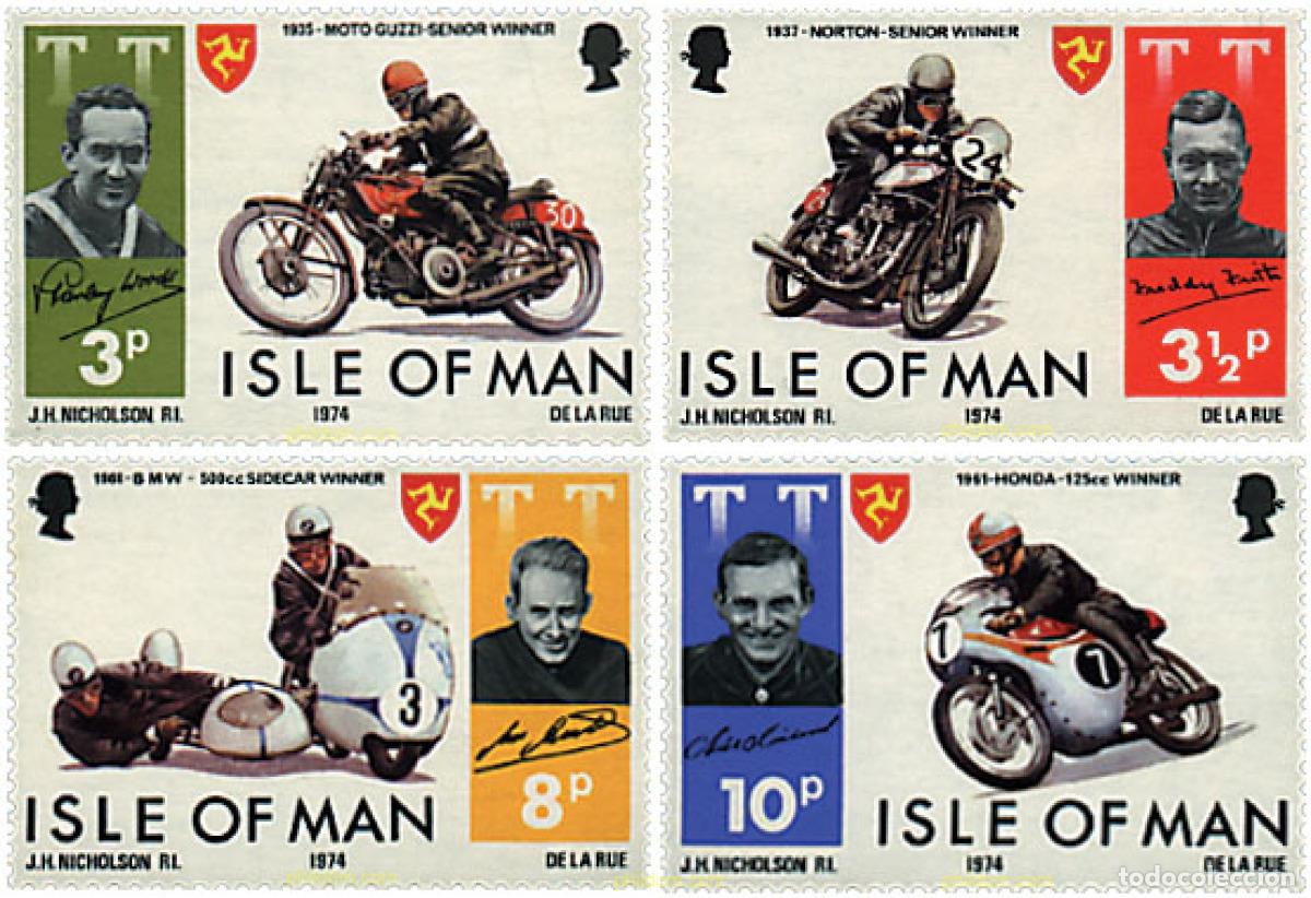 Sellos: 41603 MNH MAN 1974 CARRERAS MOTOCICLISTAS DEL TOURIST TROPHY