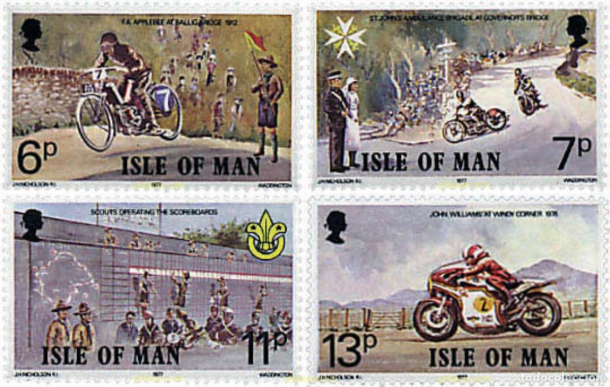 Sellos: 66319 MNH MAN 1977 70 ANIVERSARIO DE LAS CARRERAS TOURIST-TROPHY Y DEL ESCULTISMO