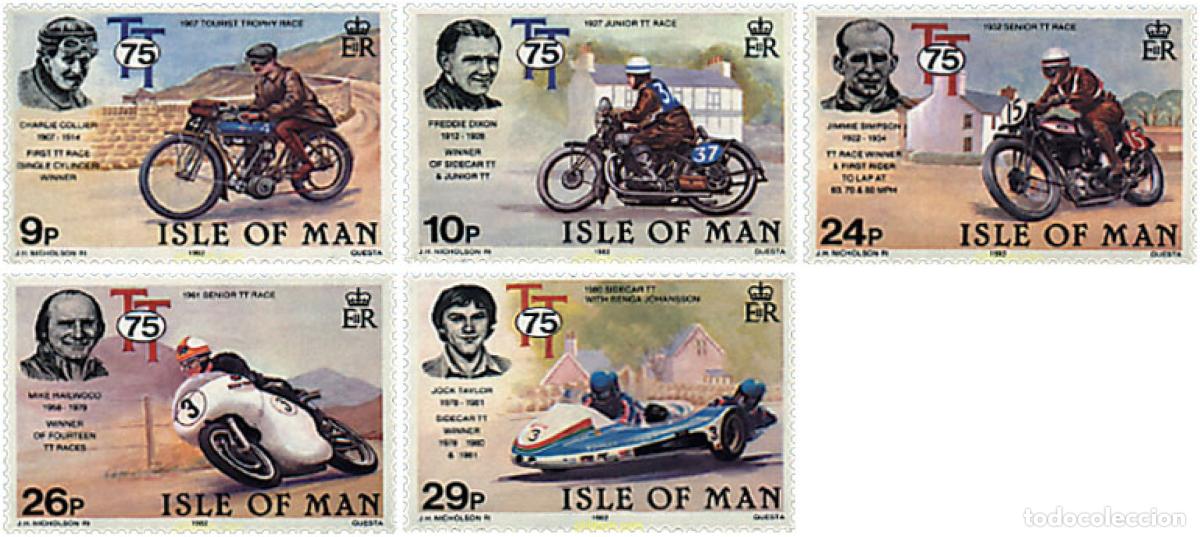 Sellos: 41605 MNH MAN 1982 75 ANIVERSARIO DE LA CARRERA MOTOCICLISTA TOURIST TROPHY