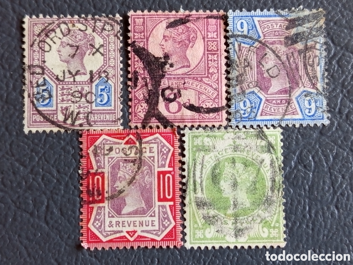 Sellos: Gran Breta&ntilde;a 1887-92 - Victoria &rdquo;Jubilee&rdquo; Valores Altos 5d/6d/9d/10d/1s - SG 207/213 - Usado
