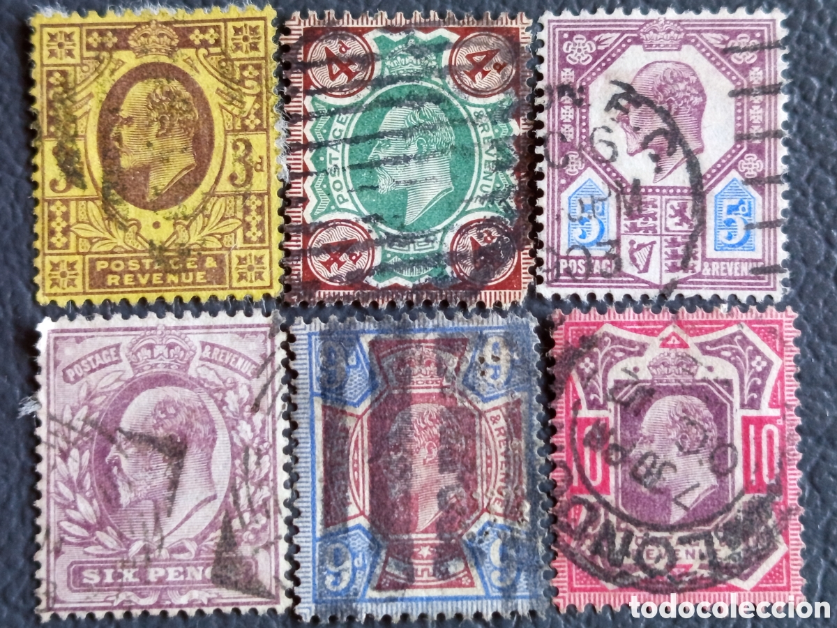Sellos: Gran Breta&ntilde;a 1902-11 - Eduardo VII Valores Altos 3d/4d/5d/6d/9d/10d - SG 231/251 - Usado