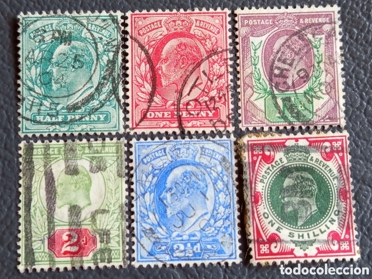 Sellos: Gran Breta&ntilde;a 1902-11 - Eduardo VII &frac12;d/1d/1&frac12;d/2d/2&frac12;d/1s - SG 218/254 - Usado
