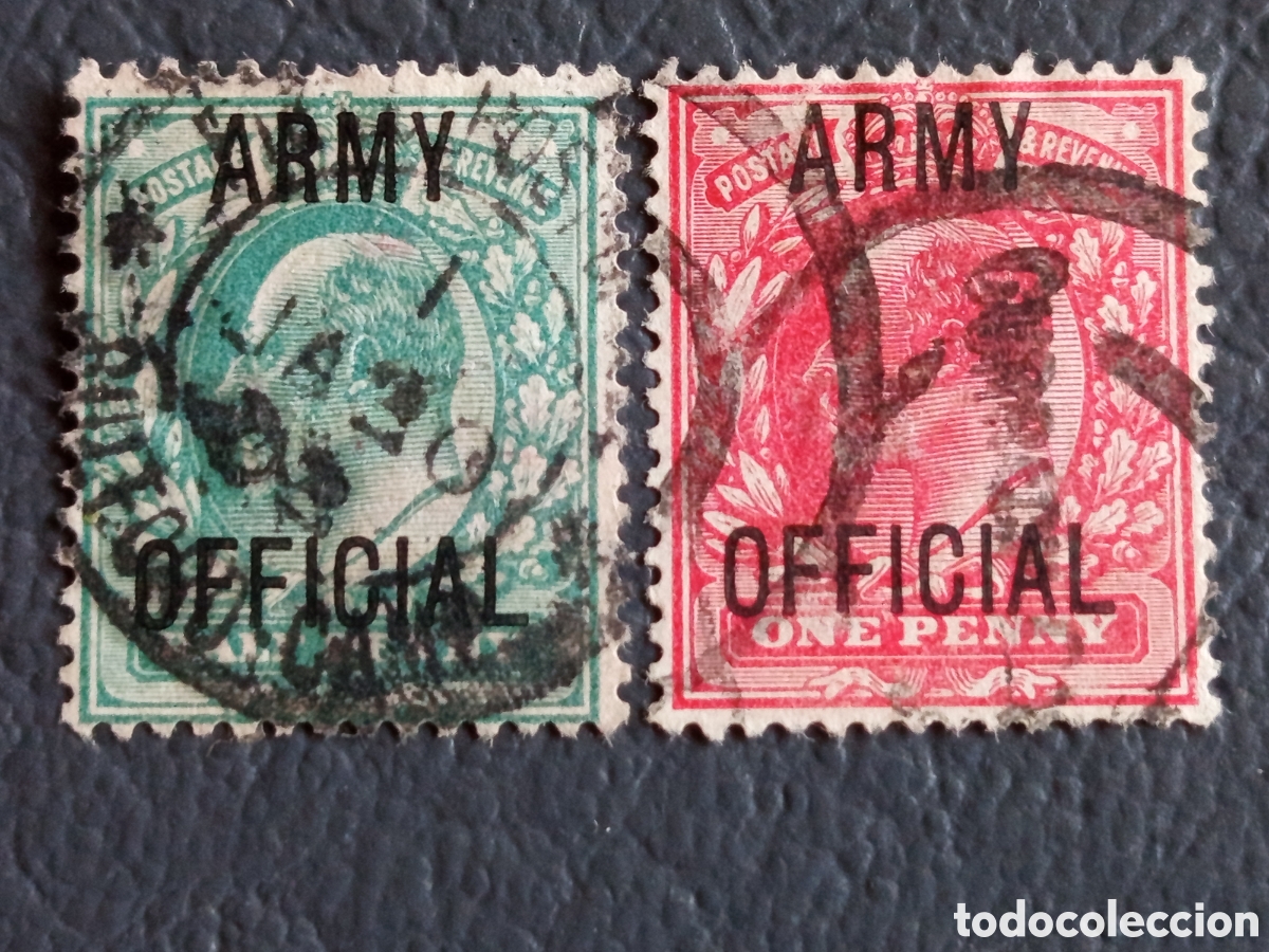 Sellos: Gran Breta&ntilde;a 1902 - Eduardo VII &frac12;d y 1d Sobrecarga &rdquo;ARMY OFFICIAL&rdquo; - SG O48/O49 - Usado