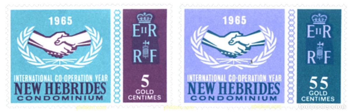 Sellos: 263027 MNH NUEVAS HEBRIDAS 1965 A&Ntilde;O INTERNACIONAL DE LA COOPERACION