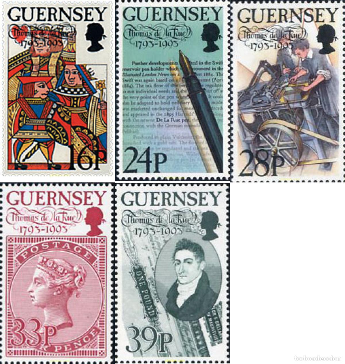 Sellos: 90821 MNH GUERNSEY 1993 200 ANIVERSARIO DEL NACIMIENTO DEL IMPRESOR THOMAS DE LA RUE