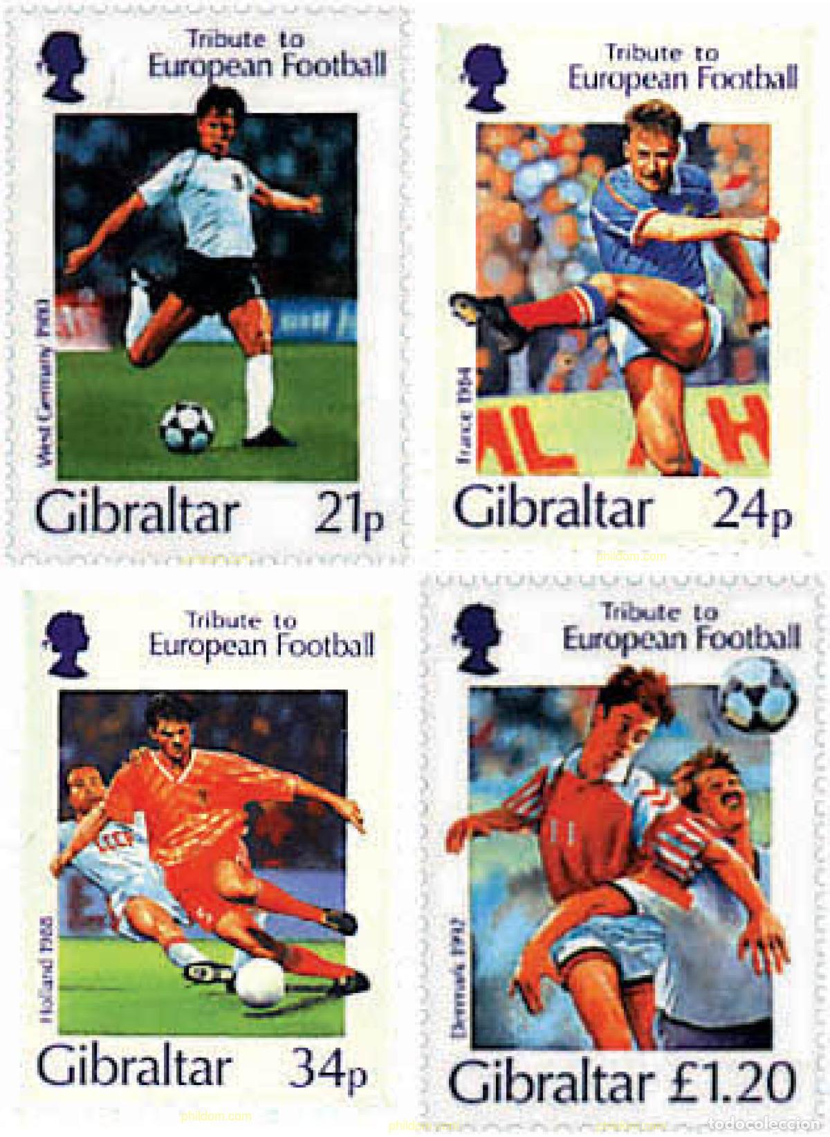 Sellos: 84300 MNH GIBRALTAR 1996 HOMENAJE AL FUTBOL EUROPEO