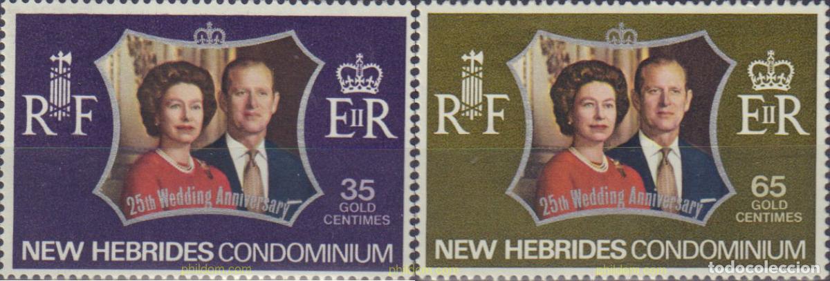 Sellos: 584711 MNH NUEVAS HEBRIDAS 1972 BODAS DE PLATA DE ISABEL II Y EL PRINCIPE FELIPE