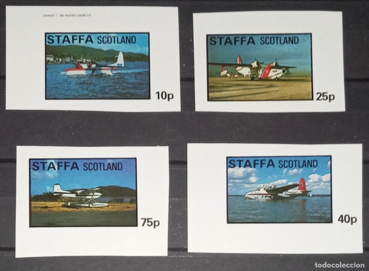 Sellos: GB LOCAL STAFFA 1982 SERIE 4 STAMPS MNH IMPERF SEAPLANES PLANES AVIONES HIDROAVIONES WASSERFLUGZEUGE