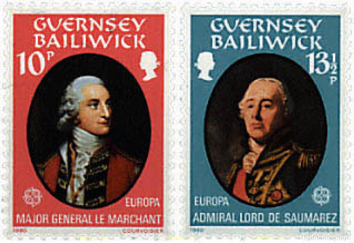 Sellos: 62415 MNH GUERNSEY 1980 EUROPA CEPT. GENTE FAMOSA