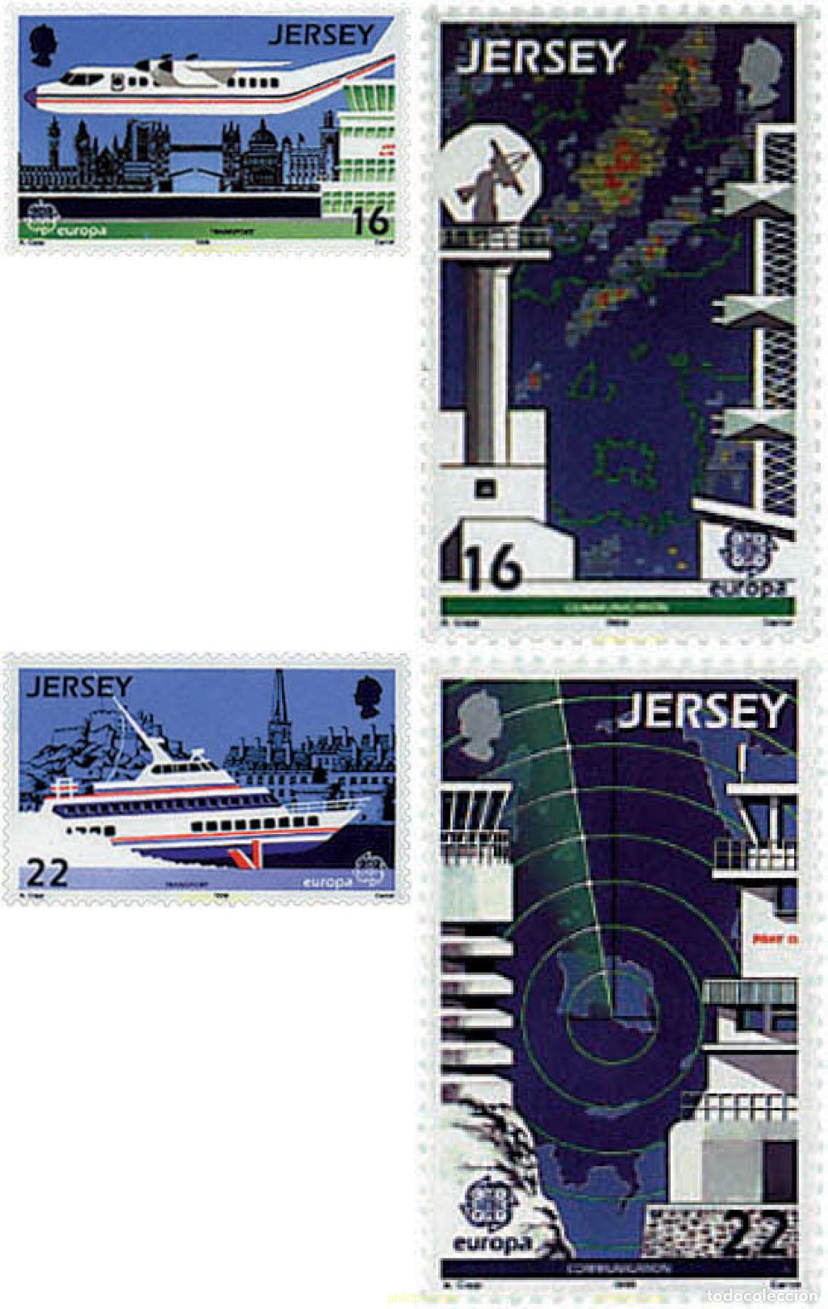 Sellos: 62696 MNH JERSEY 1988 EUROPA CEPT. TRANSPORTE Y MEDIOS DE COMUNICACION