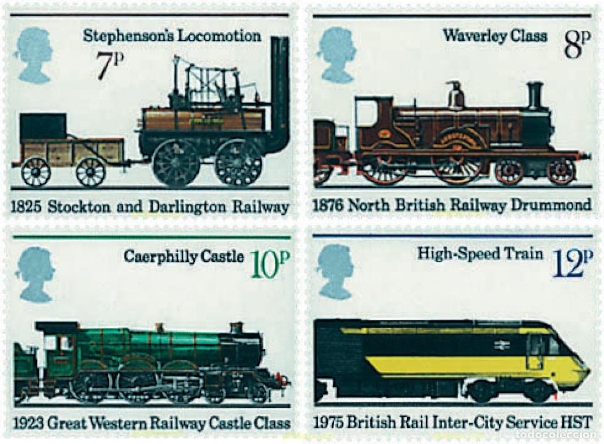 Sellos: 59801 MNH GRAN BRETA&Ntilde;A 1975 150 ANIVERSARIO DE LOS FERROCARRILES DE VAPOR