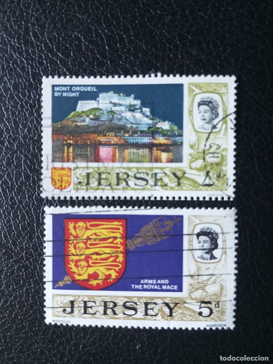 Sellos: JERSEY, 1969, ISABEL II, ESCUDO Y MONTE ORGUEIL YT 9/10