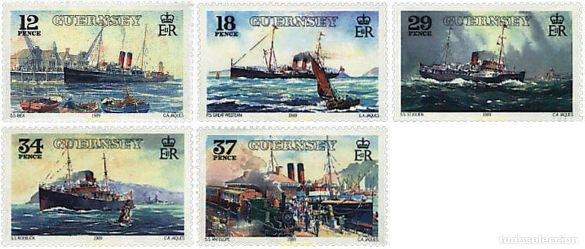 Sellos: 58386 MNH GUERNSEY 1989 CENTENARIO DE LAS LINEAS MARITIMAS DE LA GREAT WESTERN RAILWAY