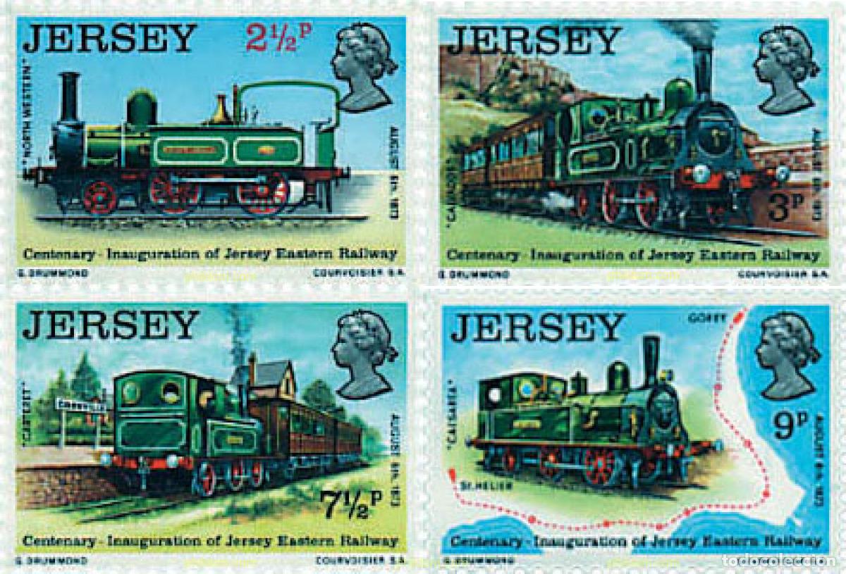 Sellos: 55379 MNH JERSEY 1973 CENTENARIO DE LA INAUGURACION DEL FERROCARRIL