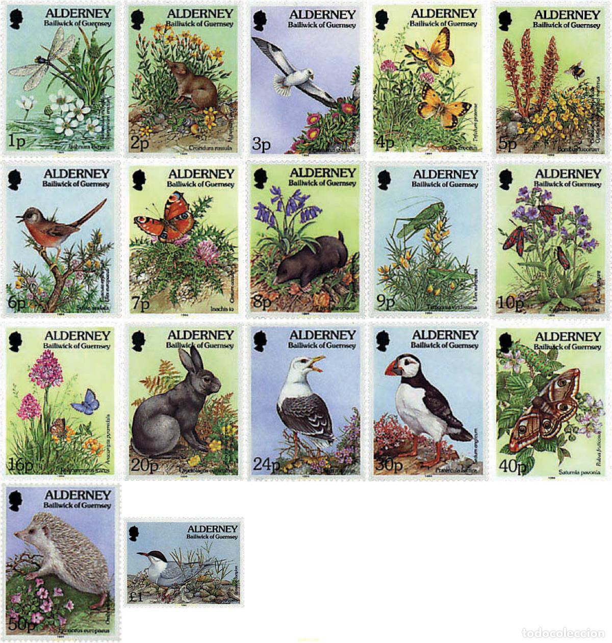 Sellos: 94063 MNH ALDERNEY 1994 FAUNA Y FLORA